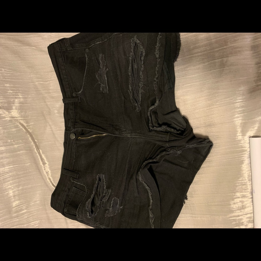 black high waisted shorts with rips